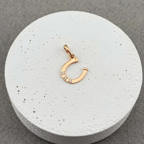 Золотой подвес Подкова с фианитами. Артикул: 010451