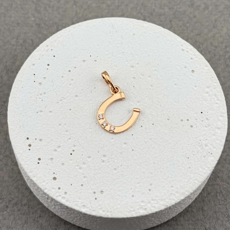 Золотий підвіс Підкова з фіанітами. Артикул: 010451
