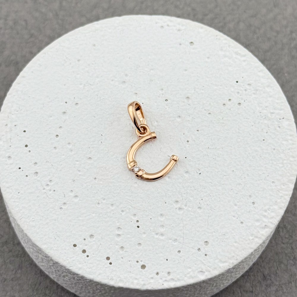 Золотой подвес Подкова с фианитами. Артикул: 010452 Золотой подвес Подкова с фианитами. Артикул: 010452