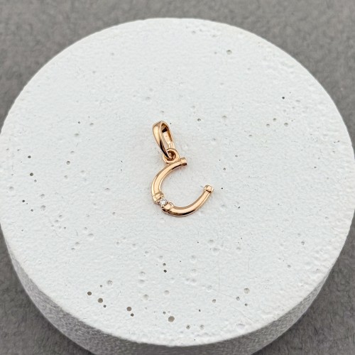 Золотой подвес Подкова с фианитами. Артикул: 010452