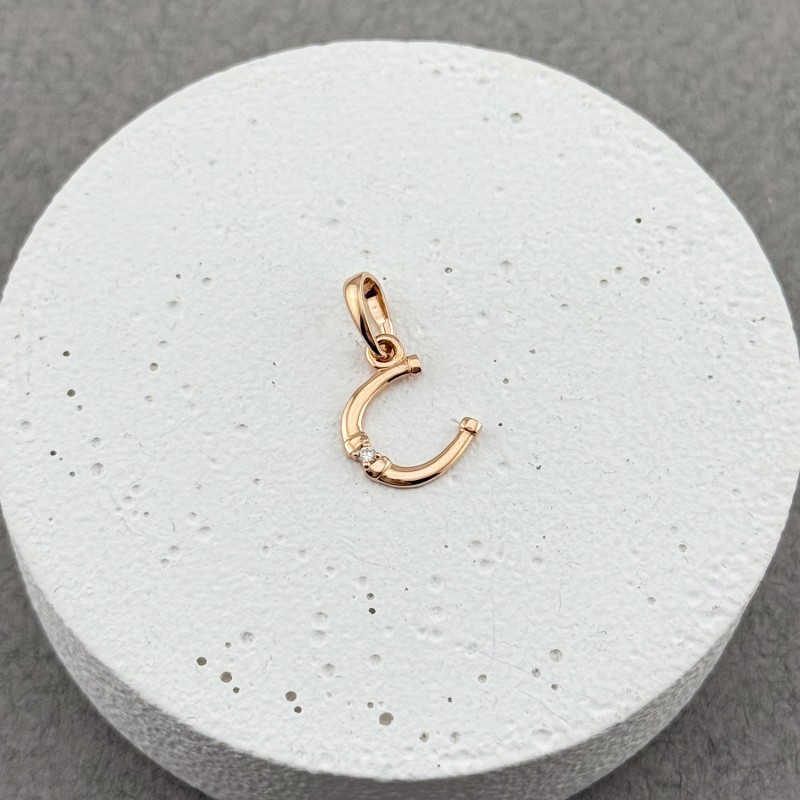 Золотий підвіс Підкова з фіанітами. Артикул: 010452