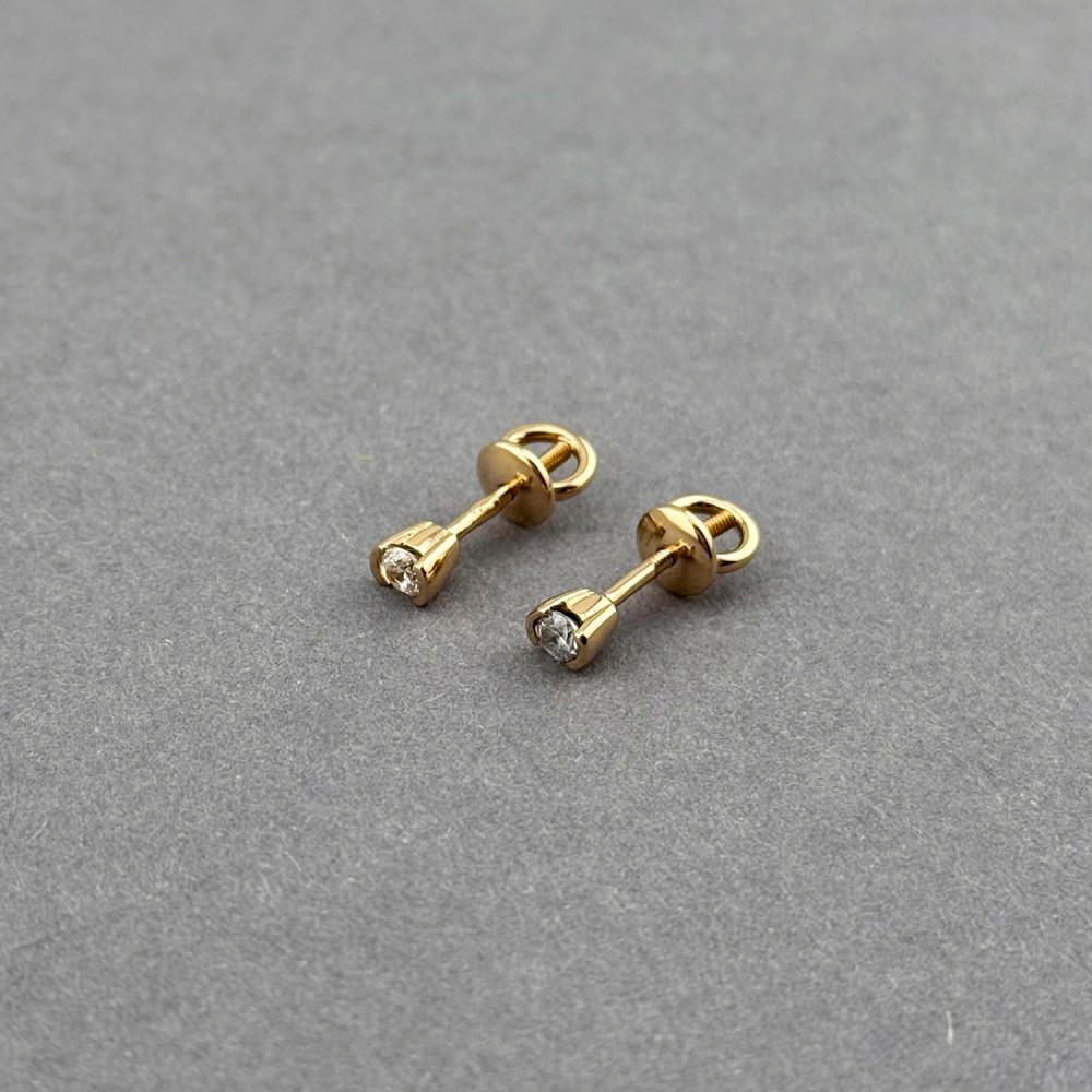 Золотые серьги-пусеты с фианитами. Артикул: 010393 Золотые серьги-пусеты с фианитами. Артикул: 010393